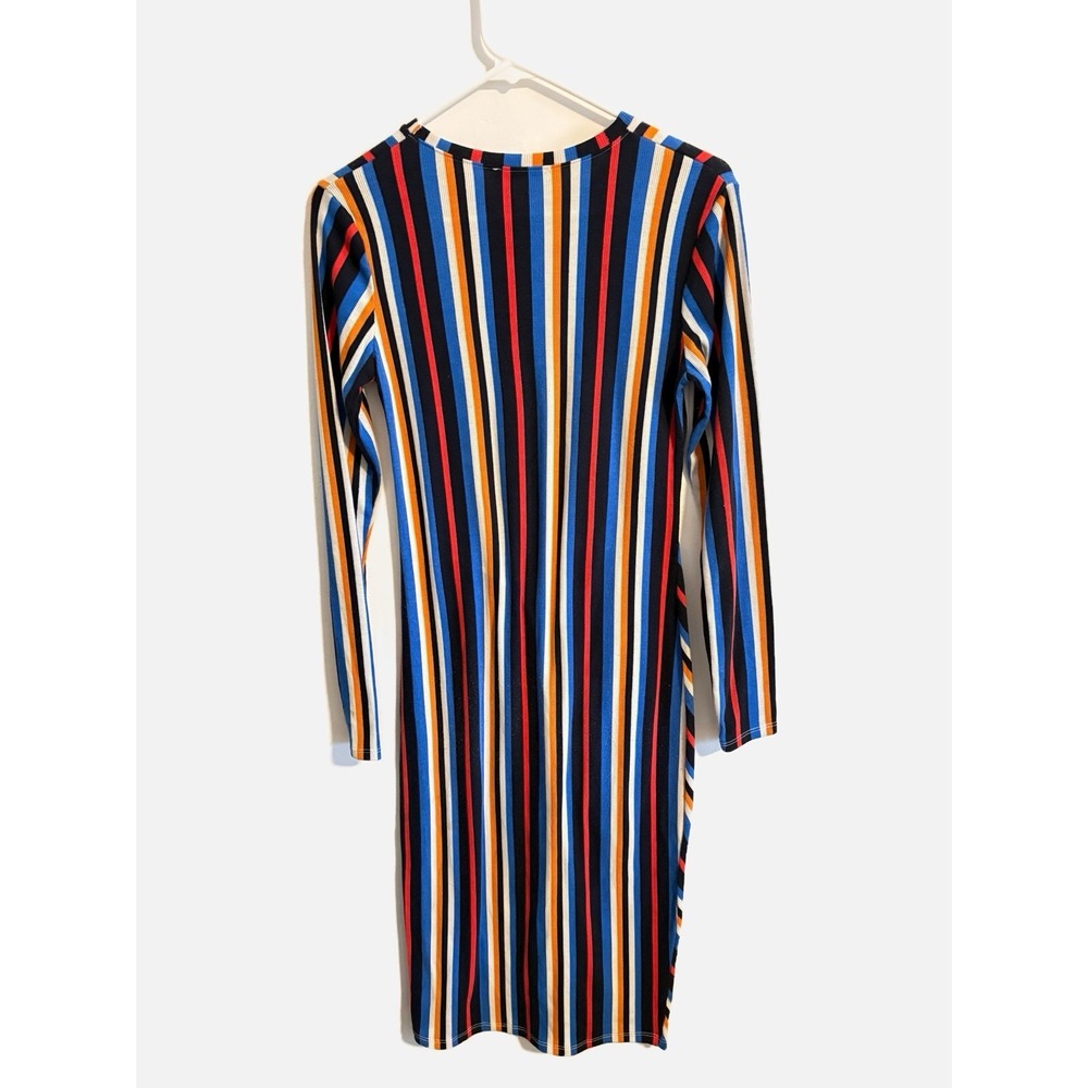Zara Striped Cinched Long Sleeve Dress Size US Medium - Picture 2 of 3